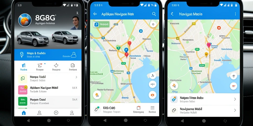 Antarmuka aplikasi 8G8G menunjukkan peta dengan navigasi mobil yang jelas dan mudah diikuti.