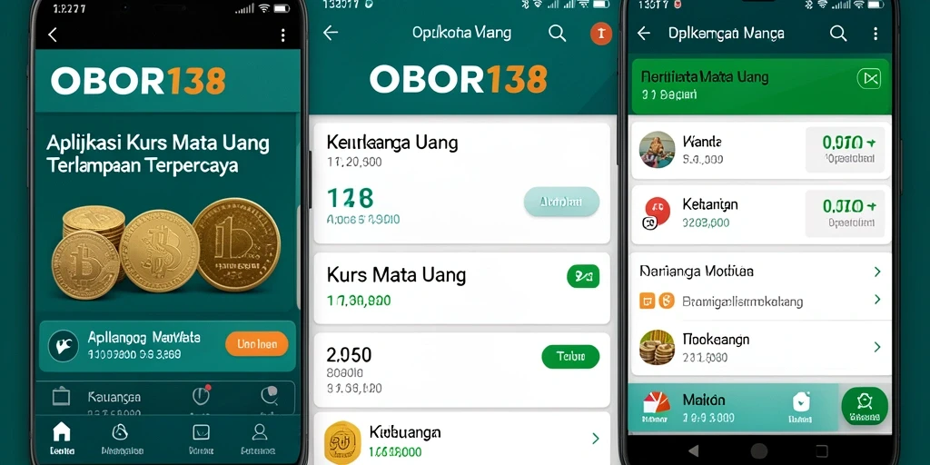 Tampilan antarmuka aplikasi OBOR138 untuk kurs mata uang.